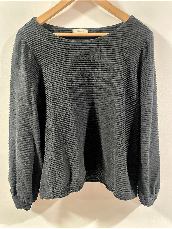 Madewell Tops - Madewell Ribbed Long-Sleeve Boatneck Top Black XL intentionality faded